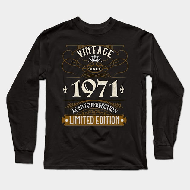 Vintage Since 1971 Retro 50th Birthday Gifts Long Sleeve T-Shirt by Foxxy Merch